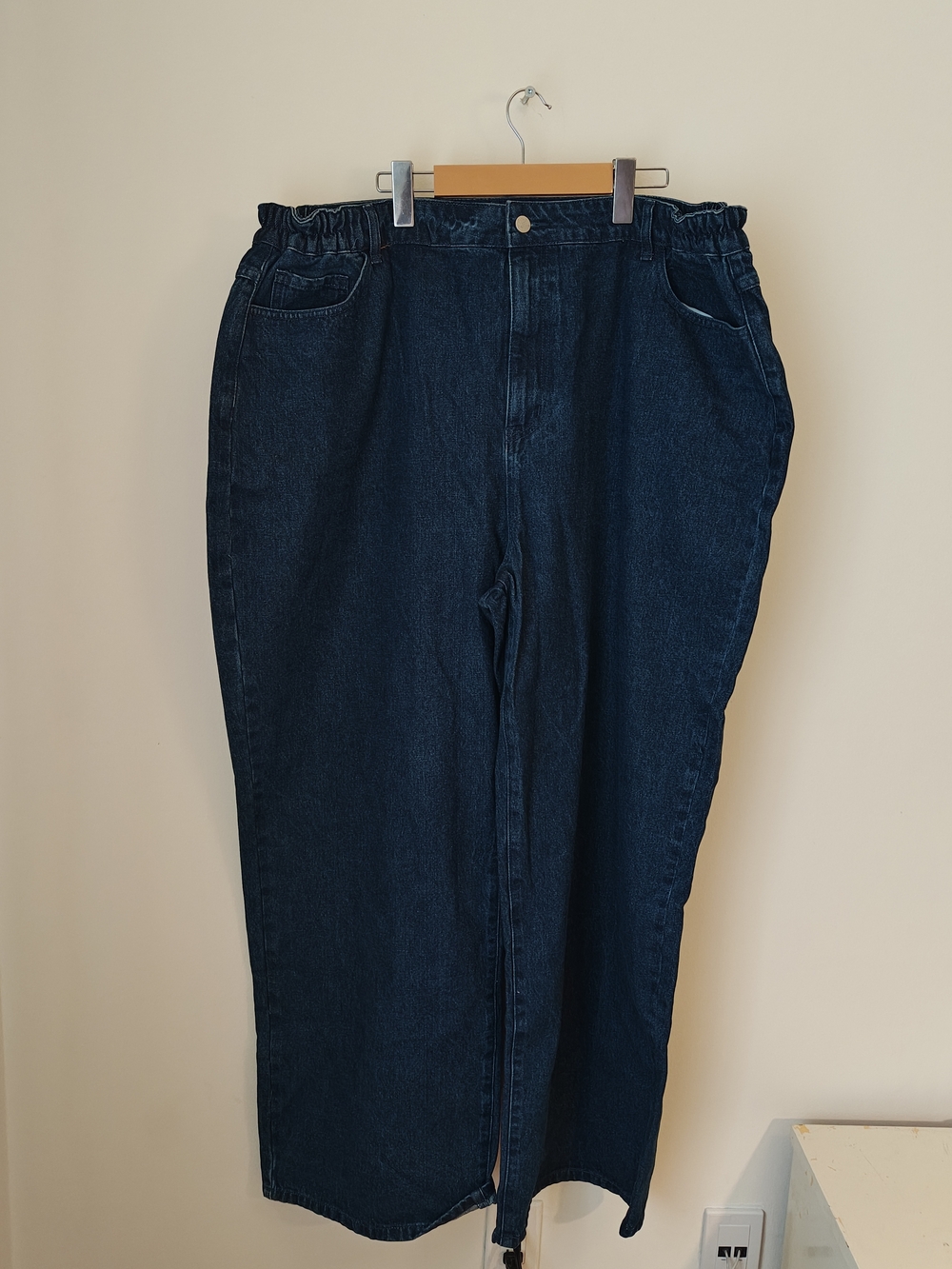 Women's Dark Blue Elastic Waist Jeans Shiny By Nature